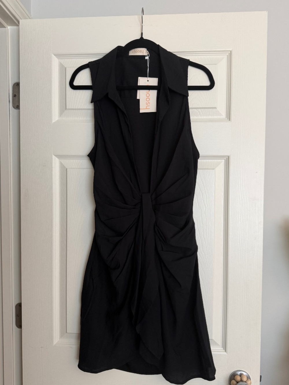 Black Sleeveless Summery Dress with Deep V by Choosy - NWT